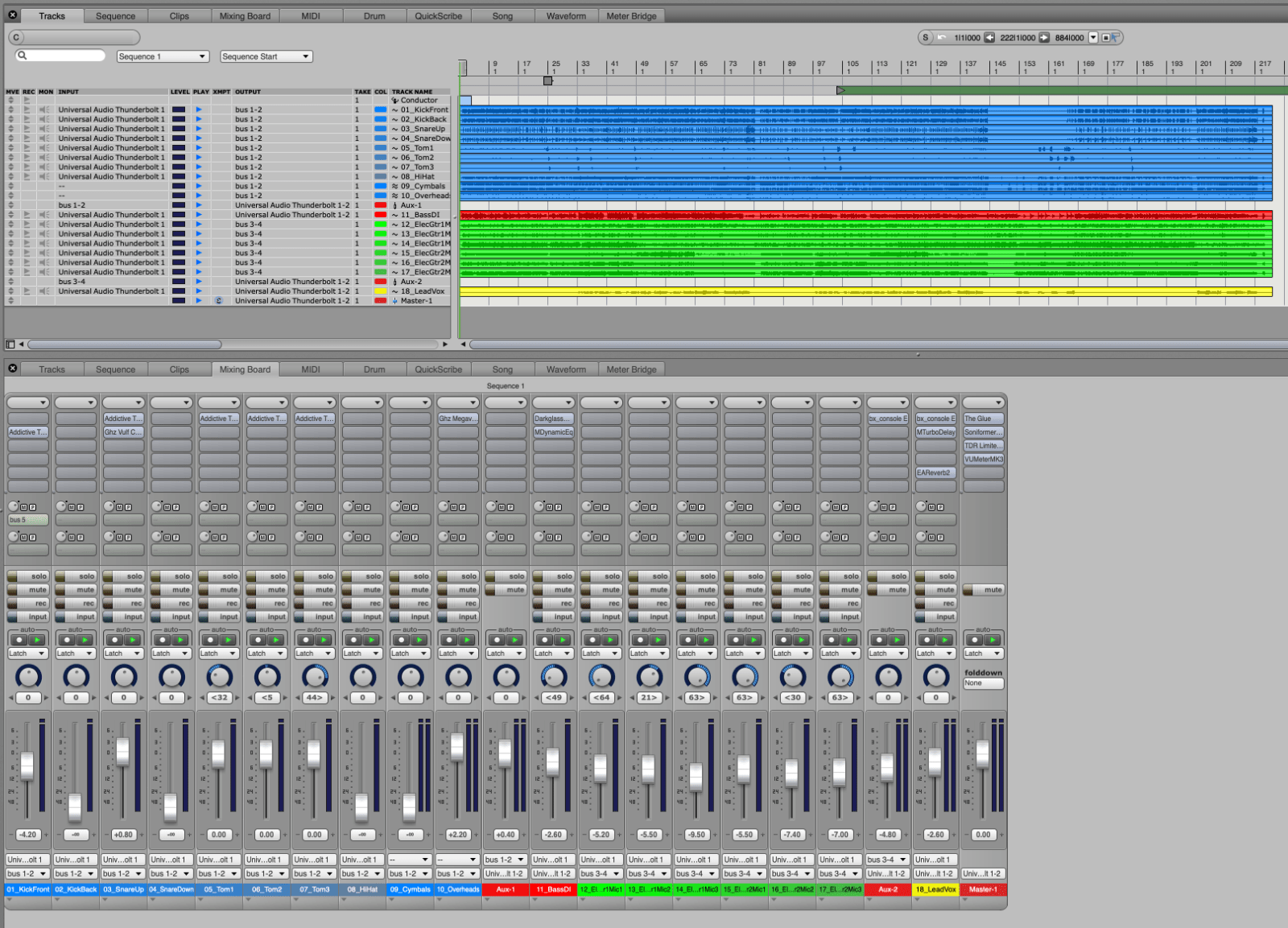 A simple sequence of a band recording