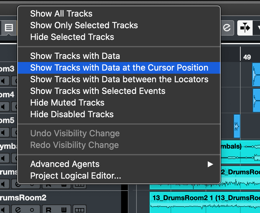 Show only tracks with... (Cubase)