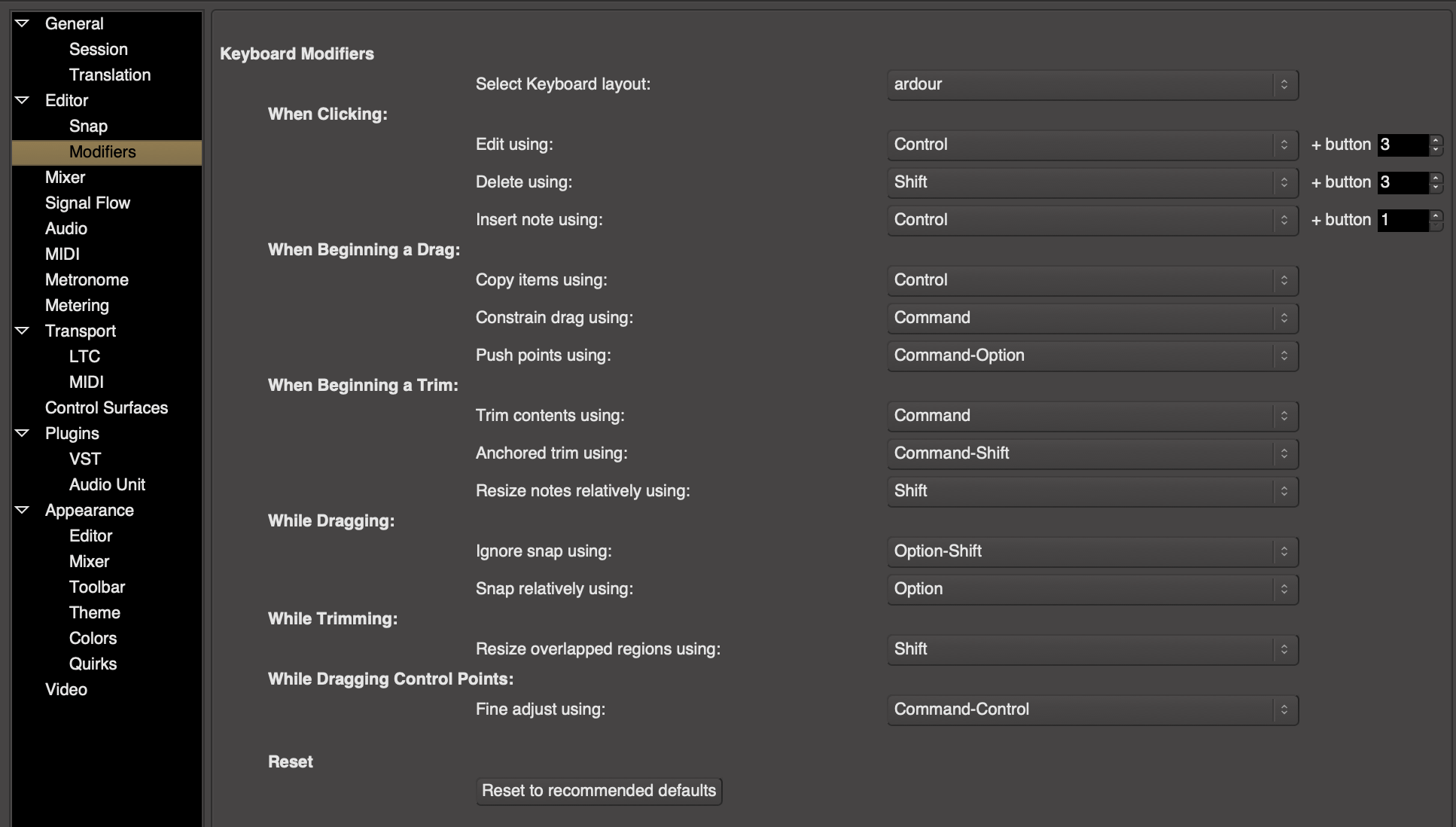 Mouse Modifiers