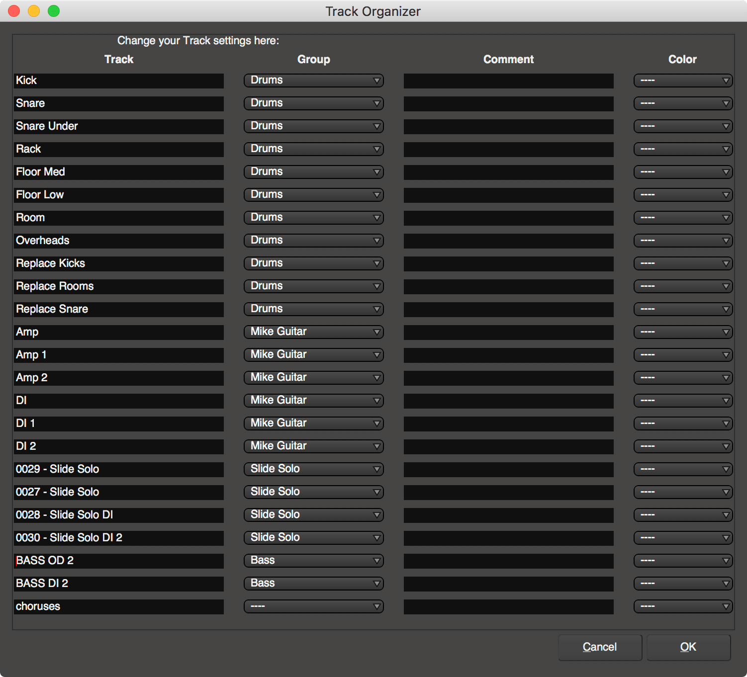 mixbus 32c color multiple tracks