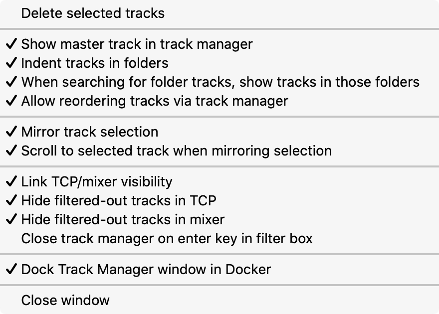 Track Manager Settings