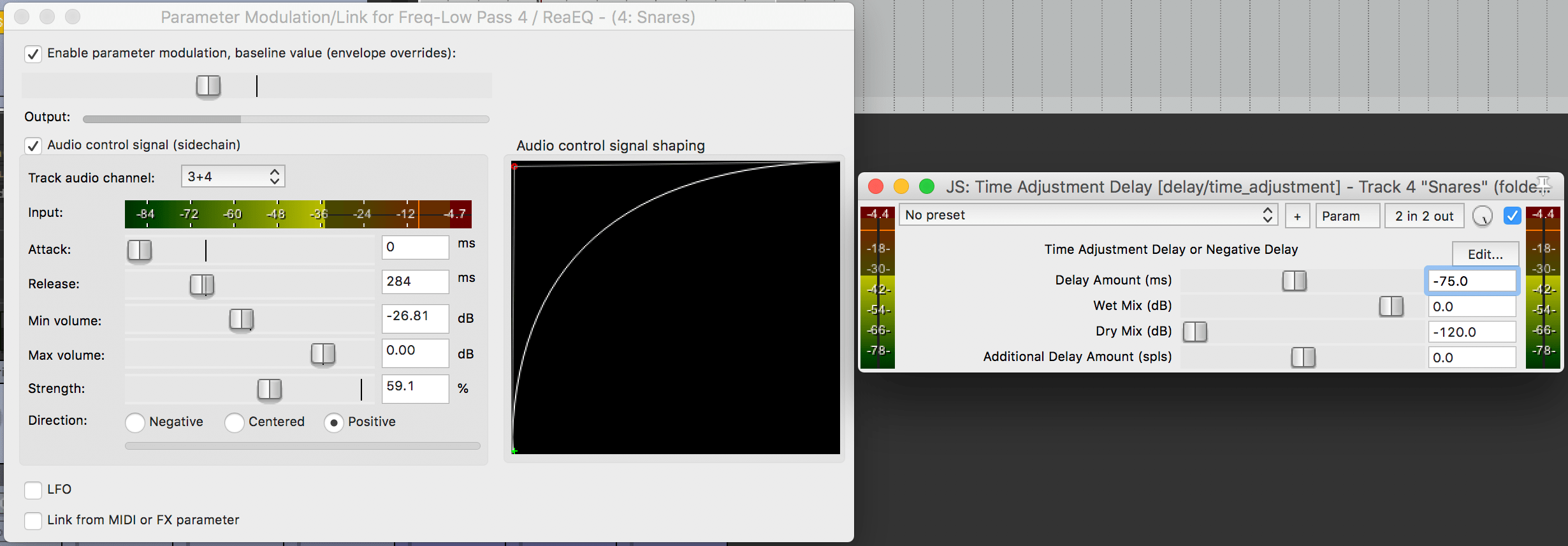 Snare transient compensated