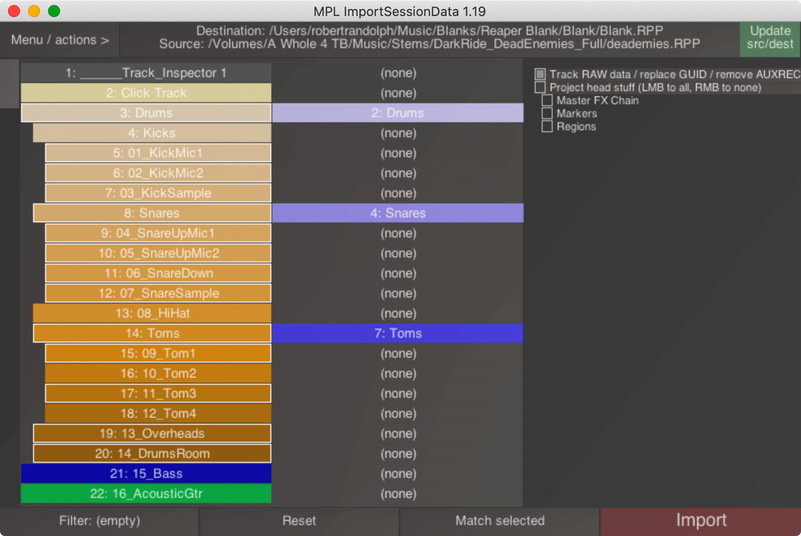 Import Session data